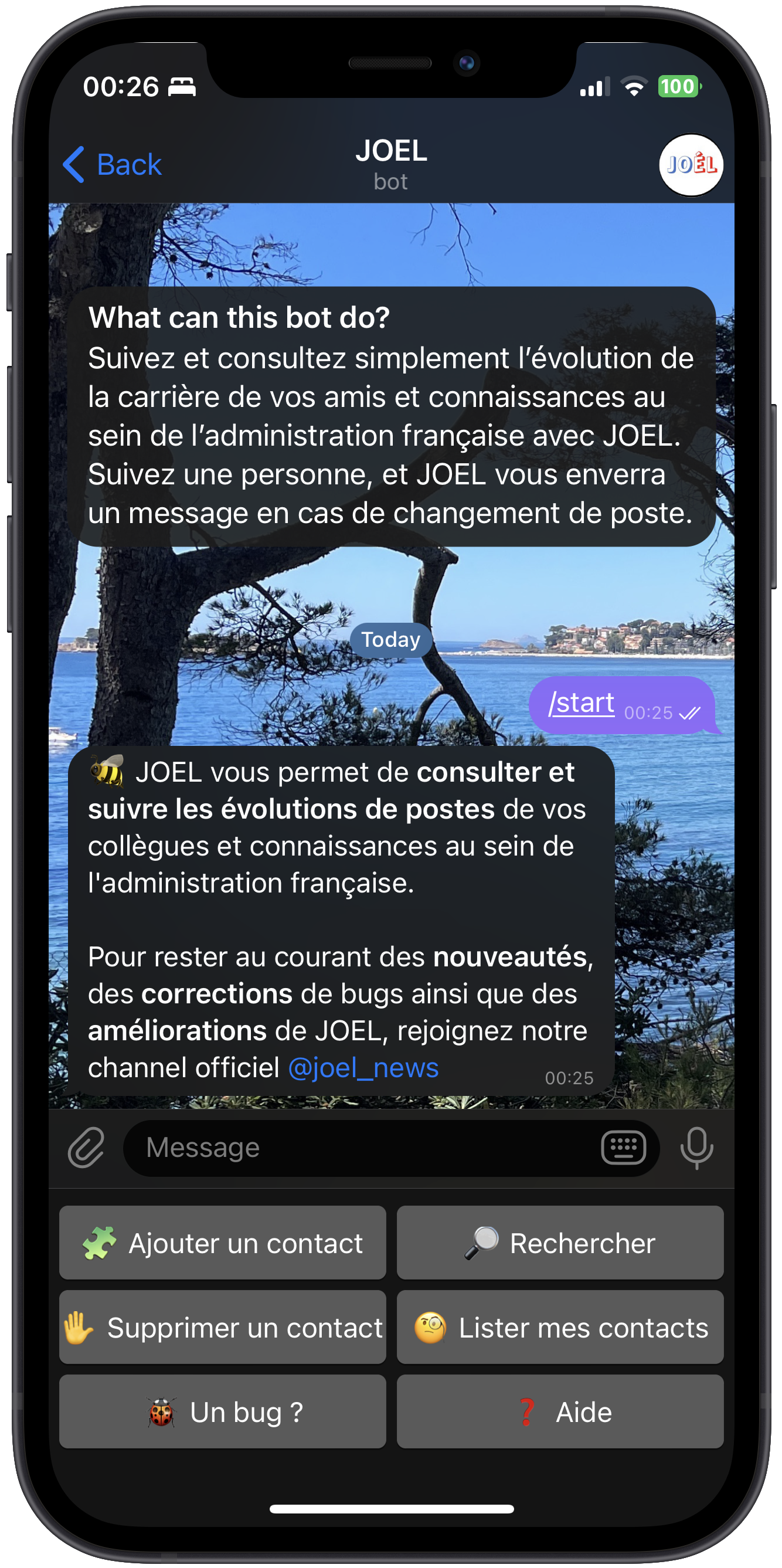 Écran de démarrage JOEL – ajout d'un contact à suivre au Journal Officiel
